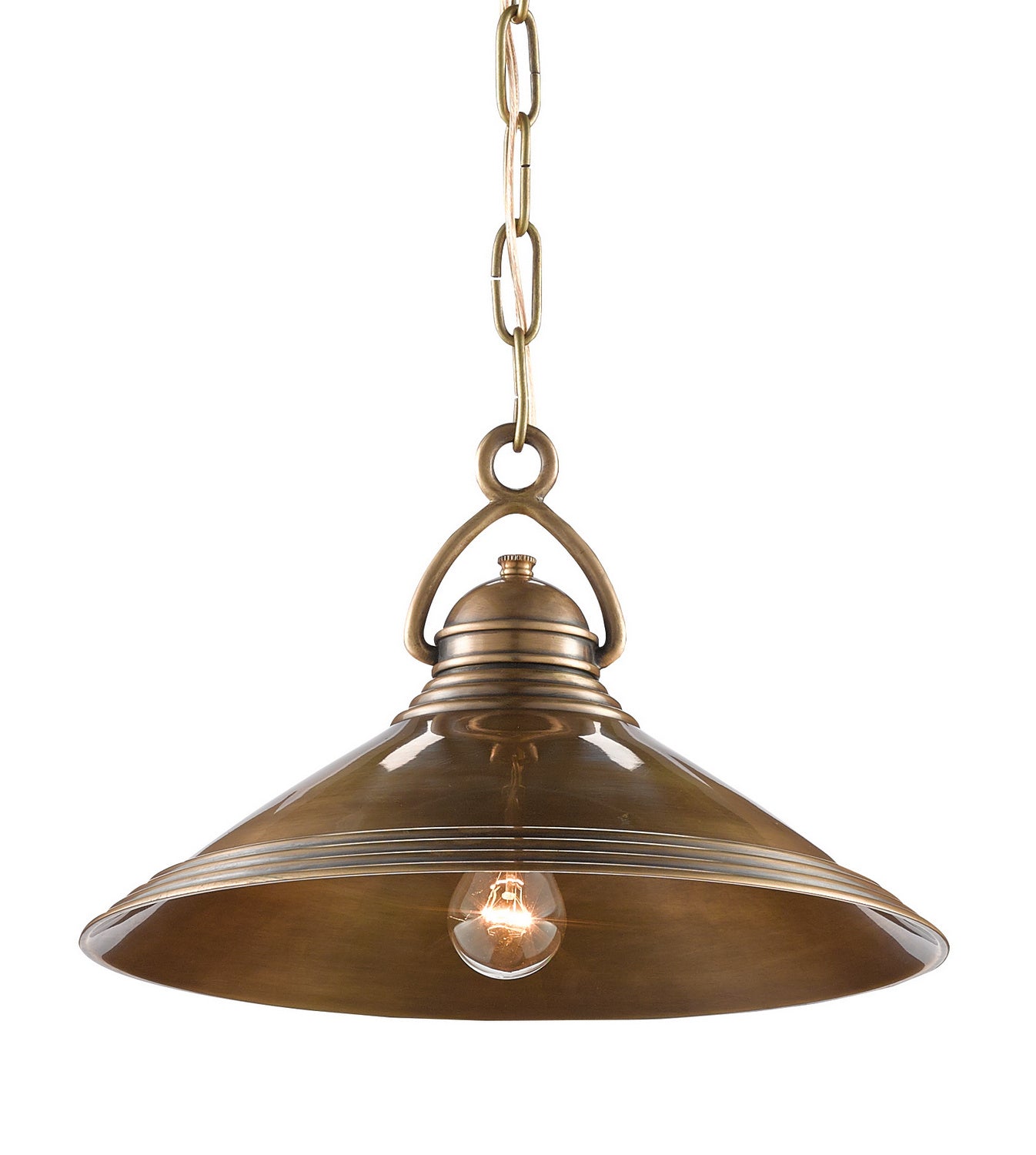 One Light Pendant from the Weybright collection in Vintage Brass finish