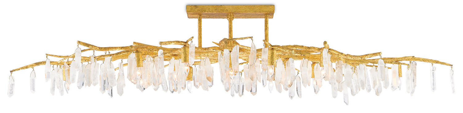 14 Light Semi-Flush Mount from the Aviva Stanoff collection in Washed Lucerne Gold/Natural finish