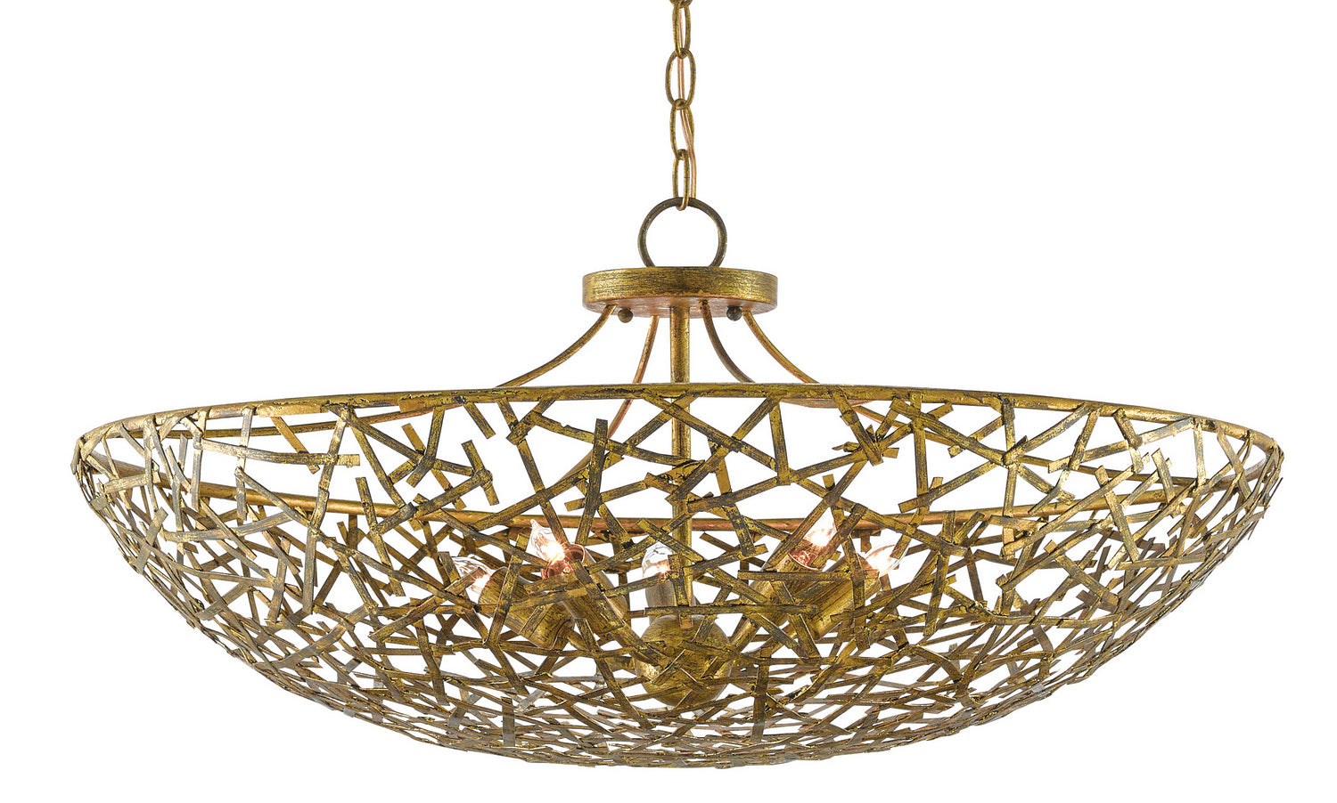 Five Light Chandelier from the Confetti collection in Hand Rubbed Gold Leaf finish