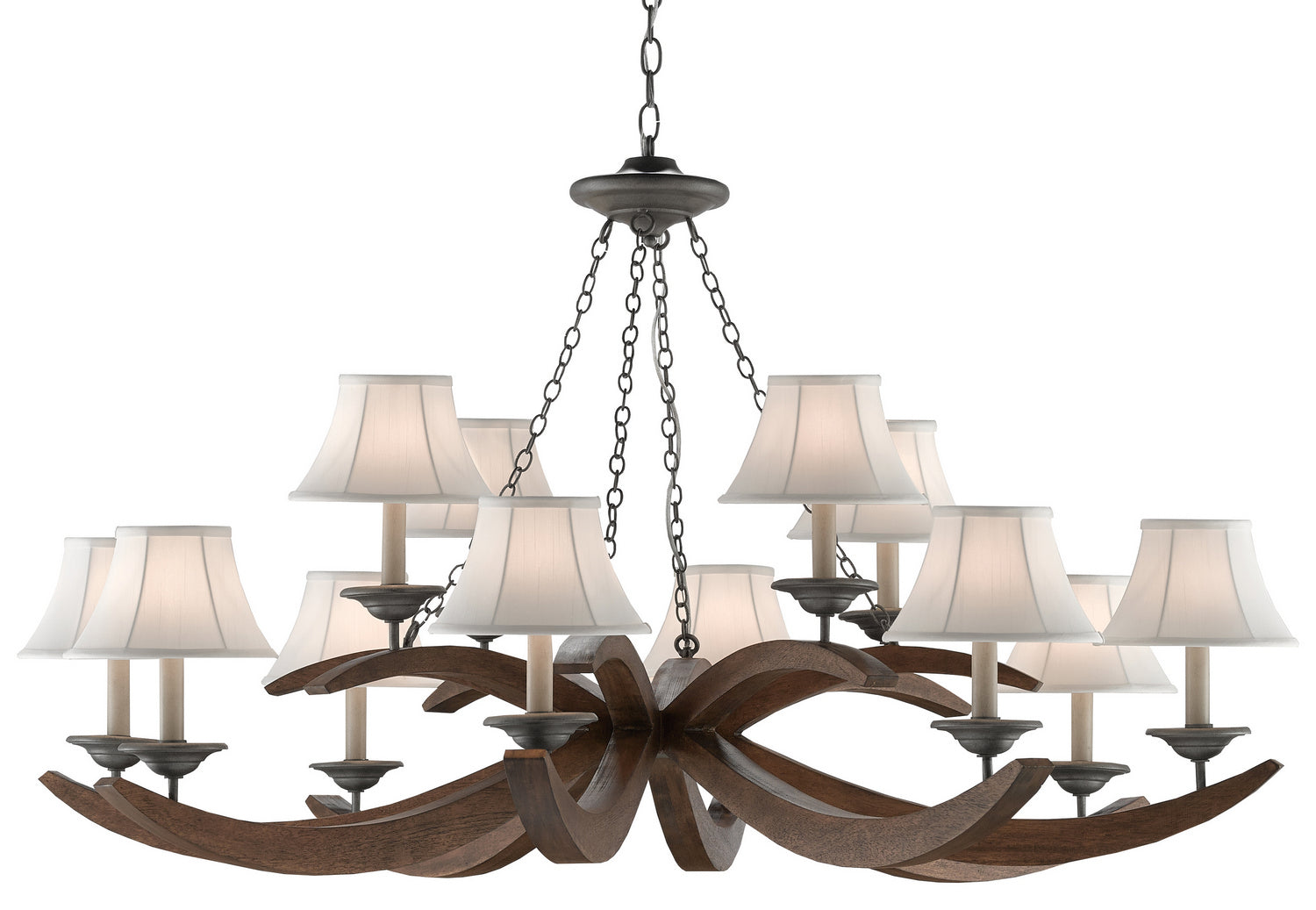 12 Light Chandelier from the Whitlow collection in Burnt Wood/Antique Galvanize finish