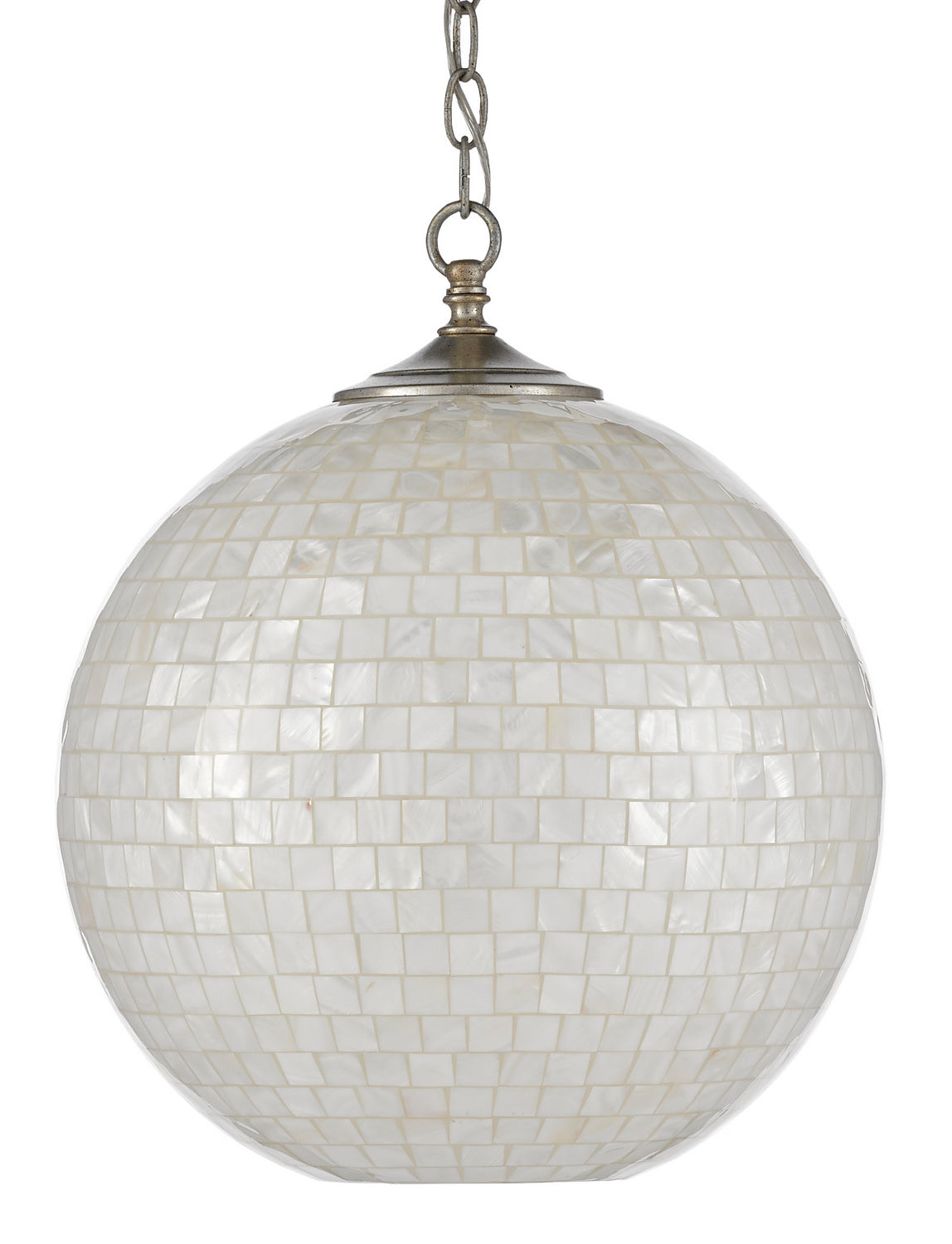 One Light Pendant from the Finhorn collection in Pearl/Antique Silver Leaf finish