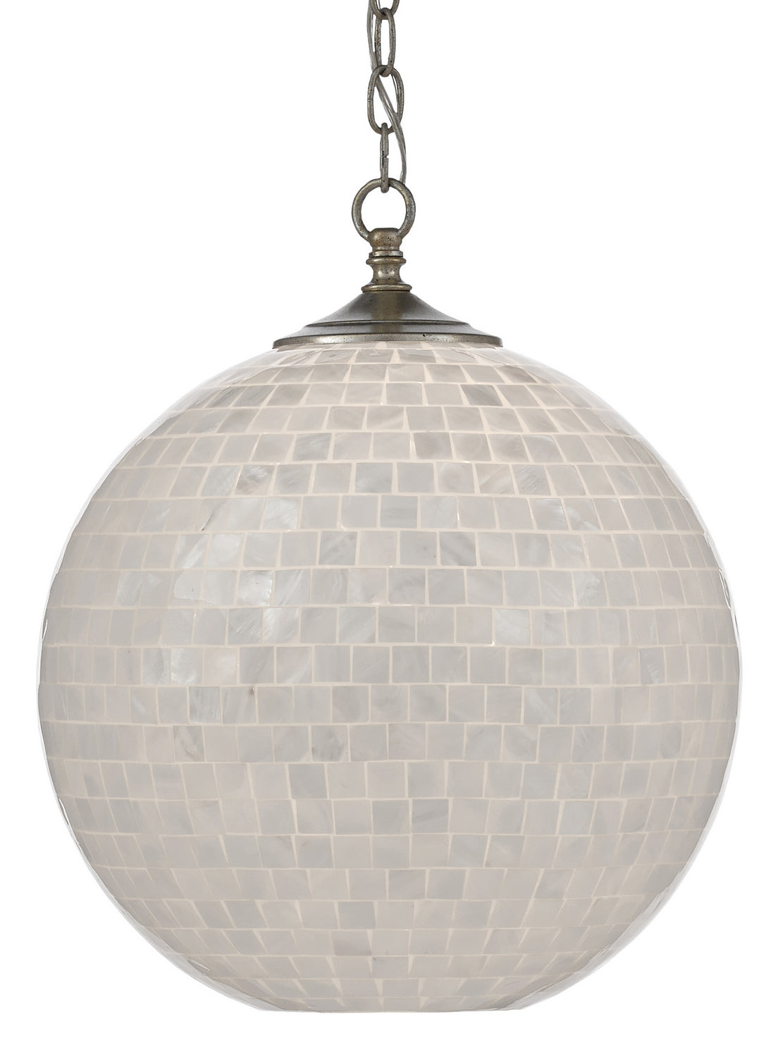 One Light Pendant from the Finhorn collection in Pearl/Antique Silver Leaf finish
