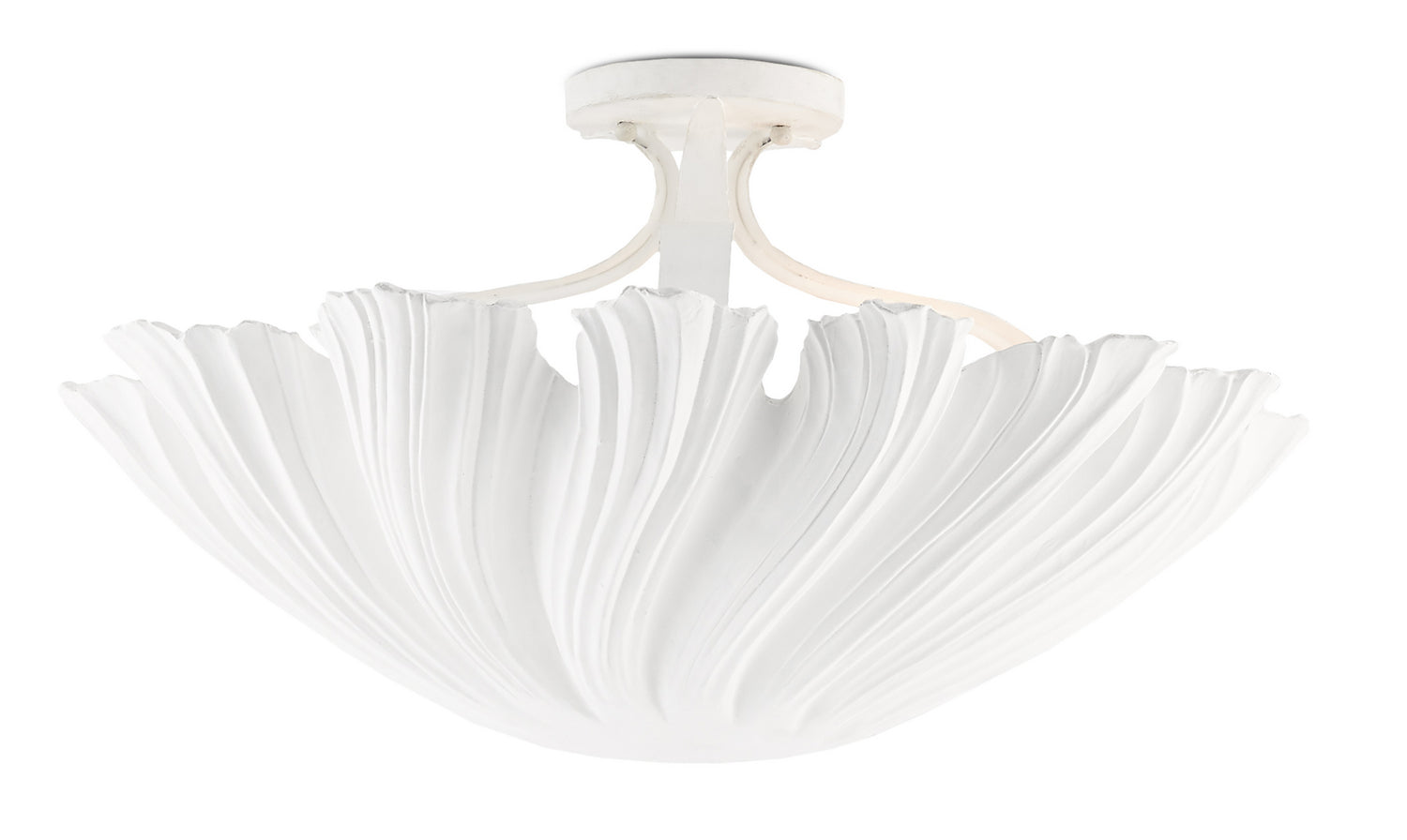 Three Light Semi-Flush Mount from the Hadley collection in Gesso White finish