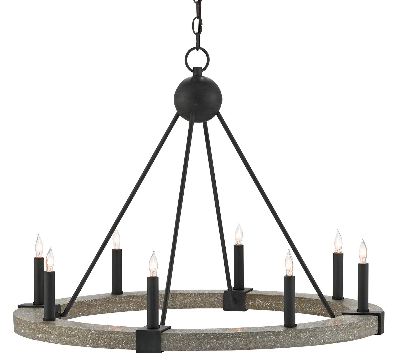 Eight Light Chandelier from the Burgos collection in Antique Black/Polished Concrete finish