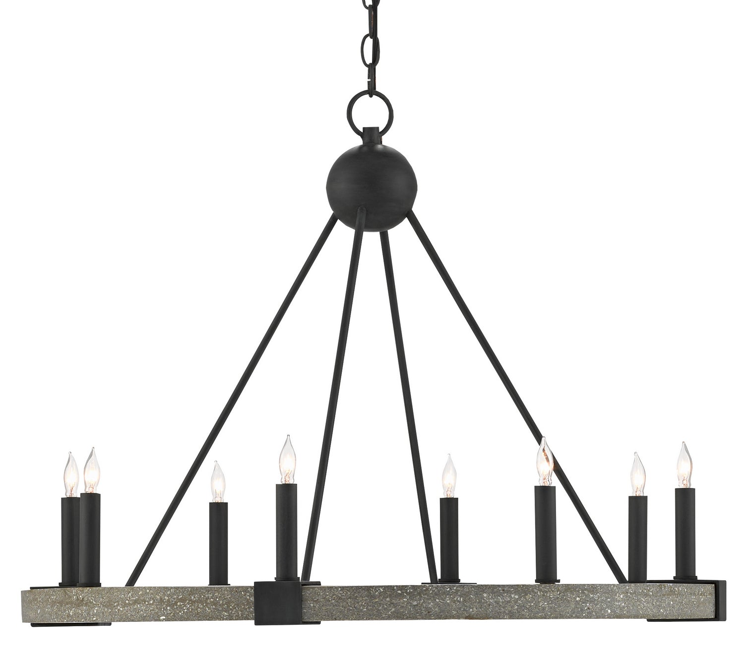 Eight Light Chandelier from the Burgos collection in Antique Black/Polished Concrete finish