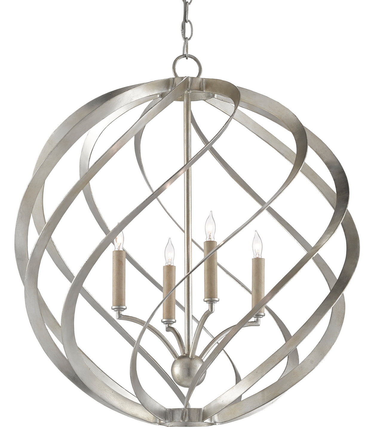Four Light Chandelier from the Roussel collection in Contemporary Silver Leaf finish
