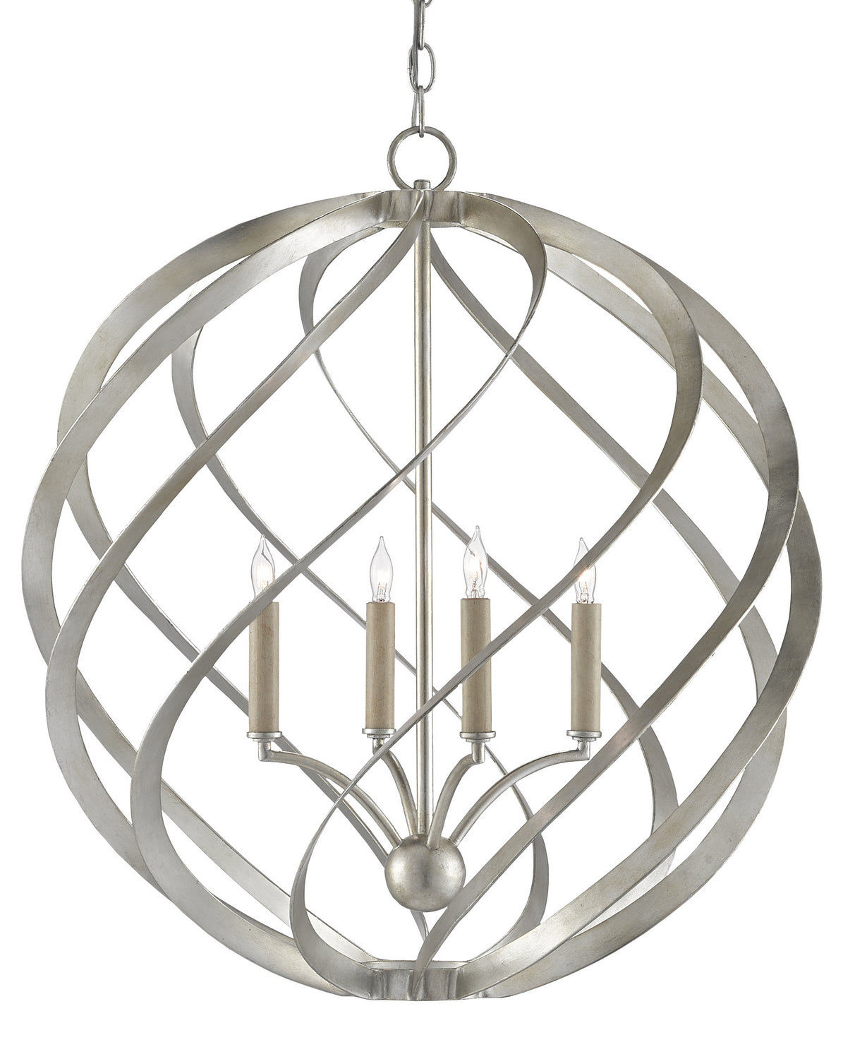 Four Light Chandelier from the Roussel collection in Contemporary Silver Leaf finish