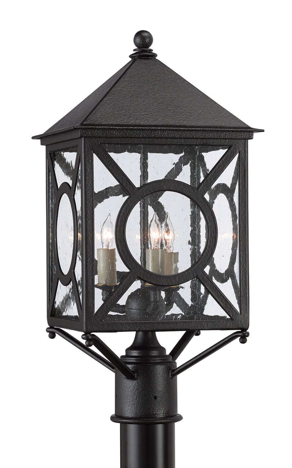 Three Light Post Mount from the Ripley collection in Midnight finish