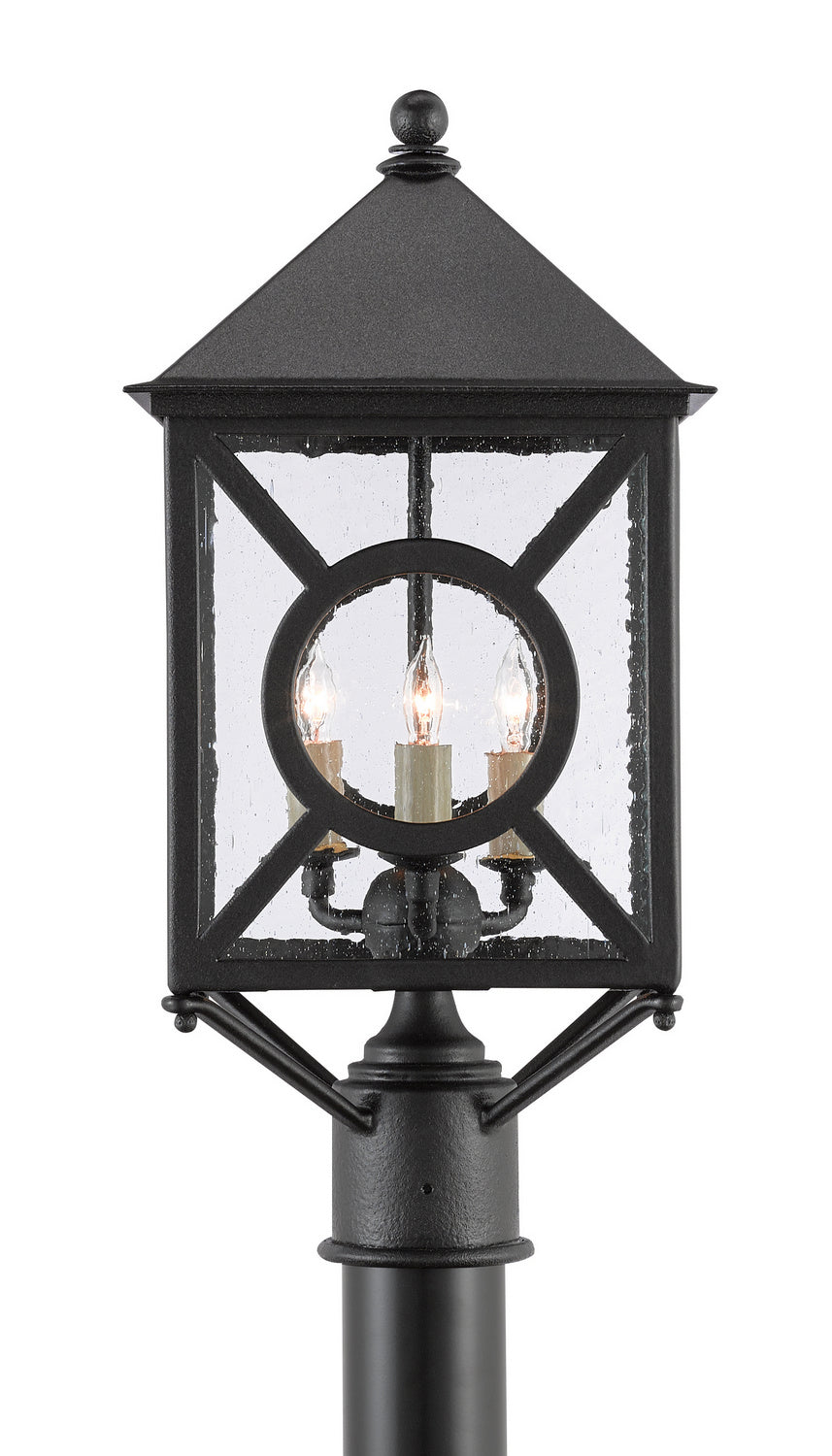 Three Light Post Mount from the Ripley collection in Midnight finish