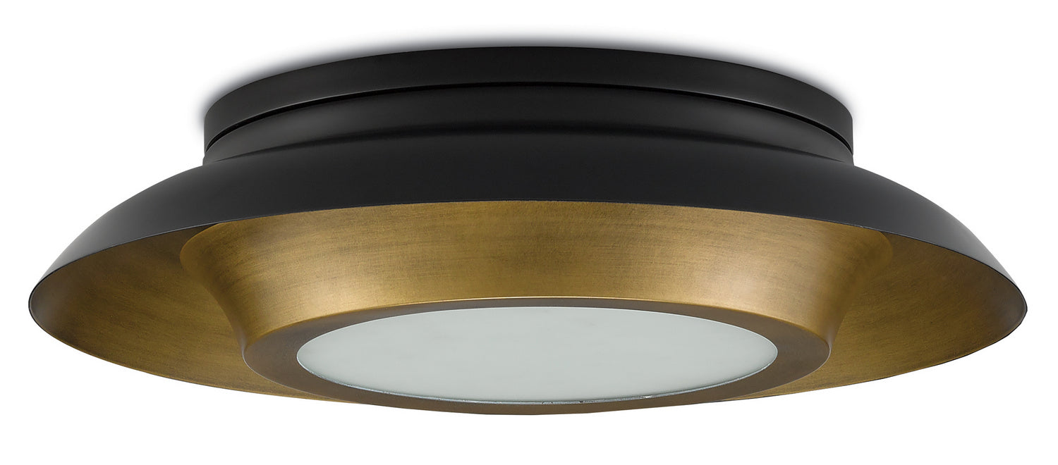 Three Light Flush Mount from the Metaphor collection in Painted Antique Brass/Painted Black finish