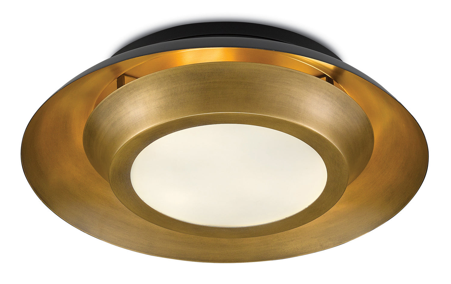 Three Light Flush Mount from the Metaphor collection in Painted Antique Brass/Painted Black finish