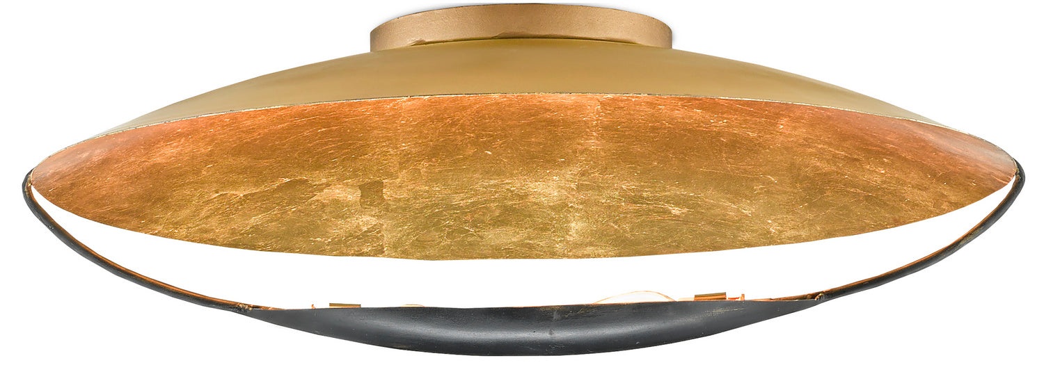 Two Light Flush Mount from the Pinders collection in Contemporary Gold Leaf/French Black finish