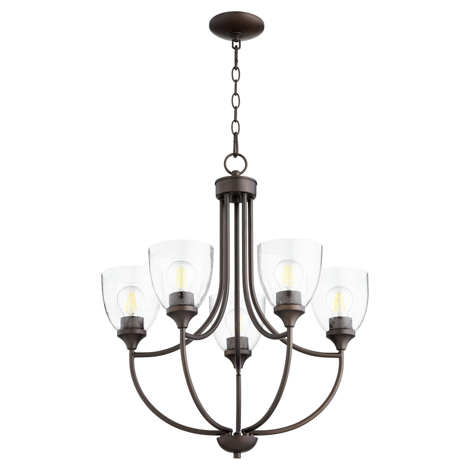 Quorum - 6059-5-286 - Five Light Chandelier - Enclave - Oiled Bronze w/ Clear/Seeded