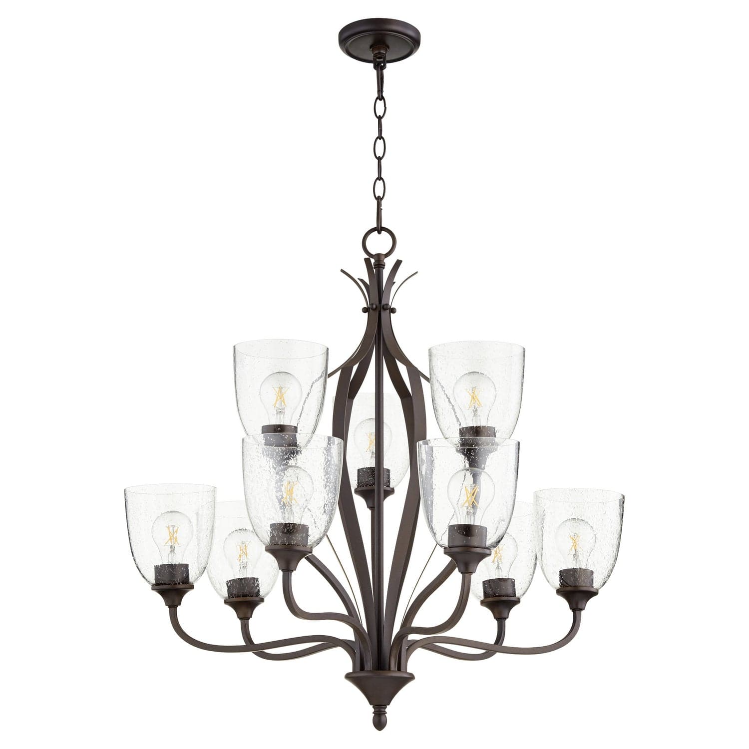 Quorum - 6127-9-286 - Nine Light Chandelier - Jardin - Oiled Bronze w/ Clear/Seeded