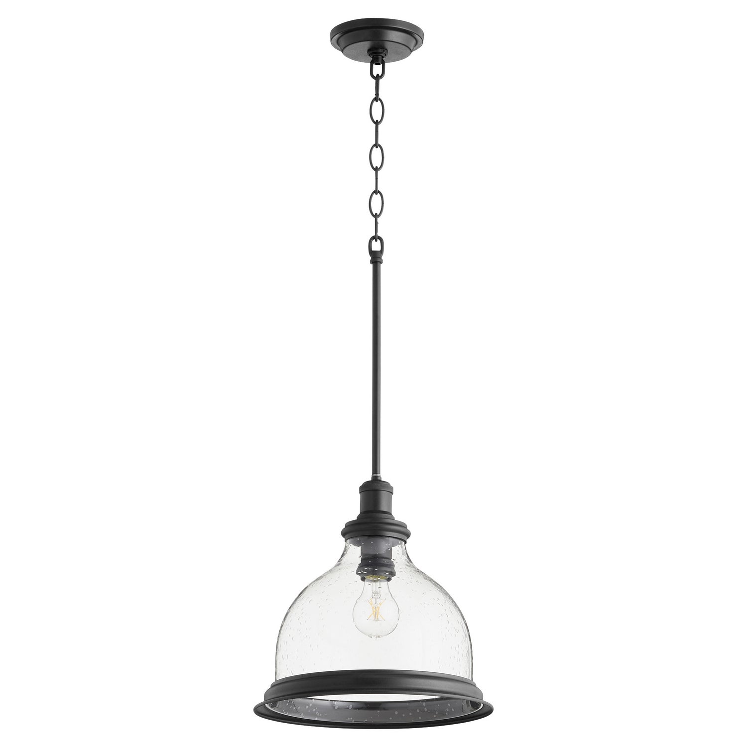 Quorum - 6193-12-69 - One Light Pendant - Ring Lighting Series - Textured Black w/ Clear/Seeded