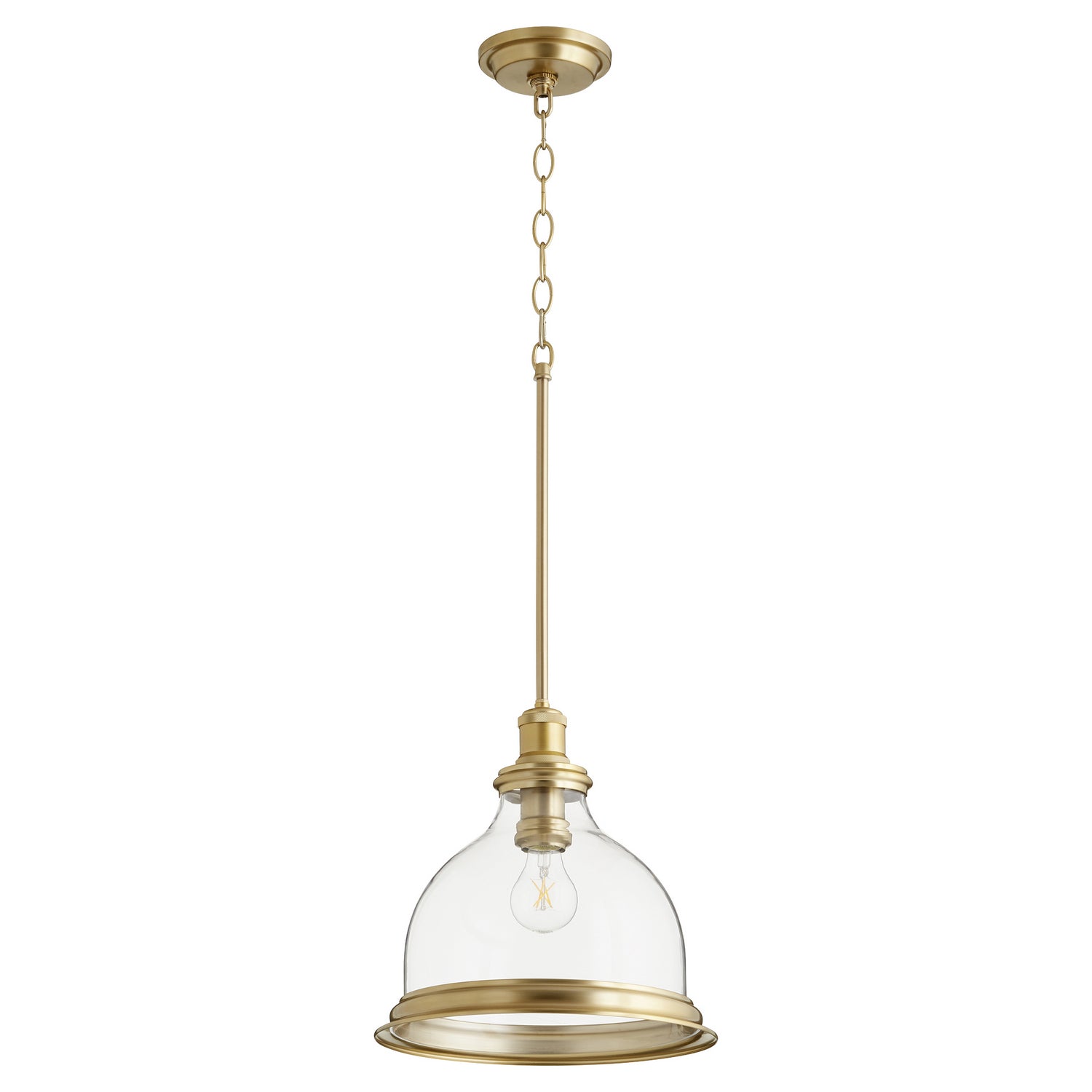 Quorum - 6193-12-80 - One Light Pendant - Ring Lighting Series - Aged Brass w/ Clear