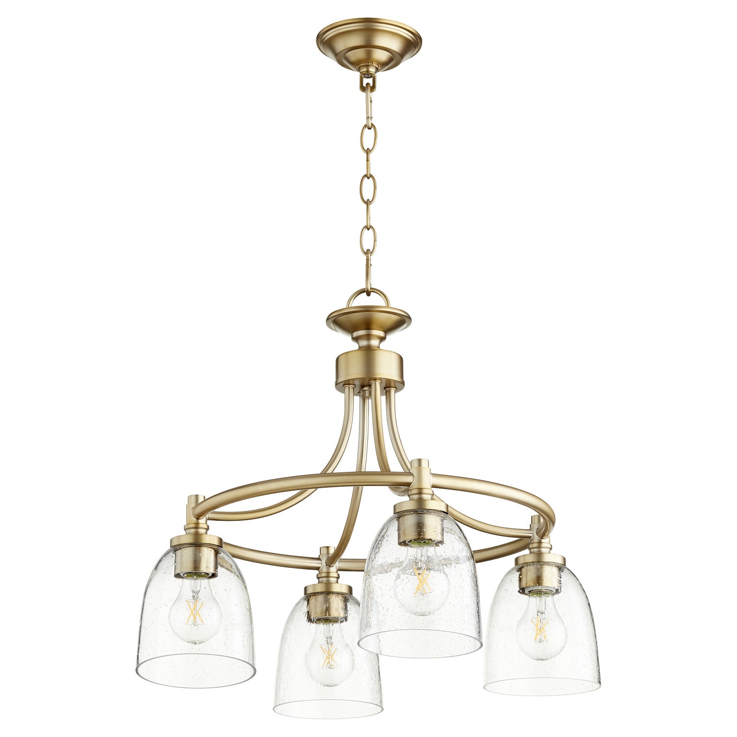 Quorum - 6422-4-280 - Four Light Chandelier - Rossington - Aged Brass w/ Clear/Seeded