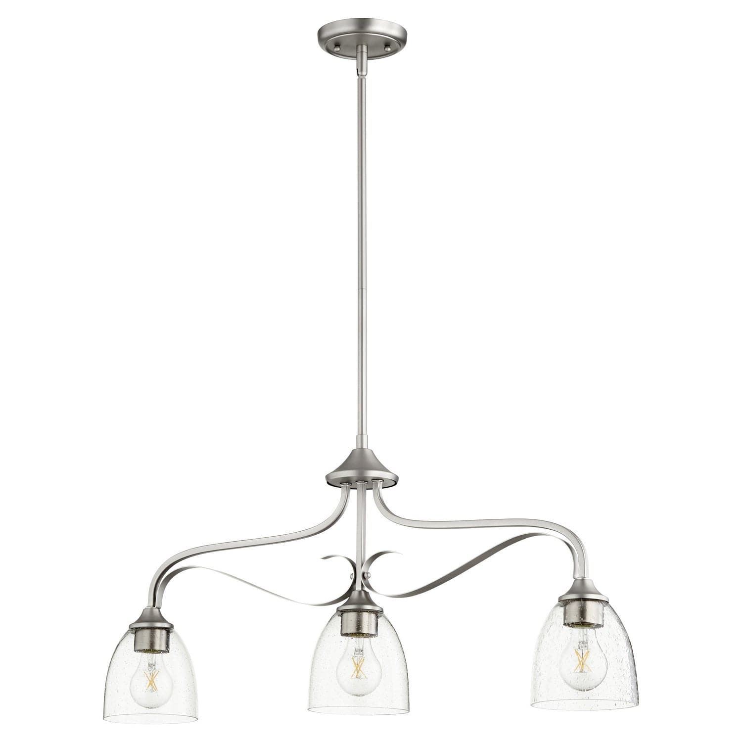 Quorum - 6627-3-265 - Three Light Island Pendant - Jardin - Satin Nickel w/ Clear/Seeded