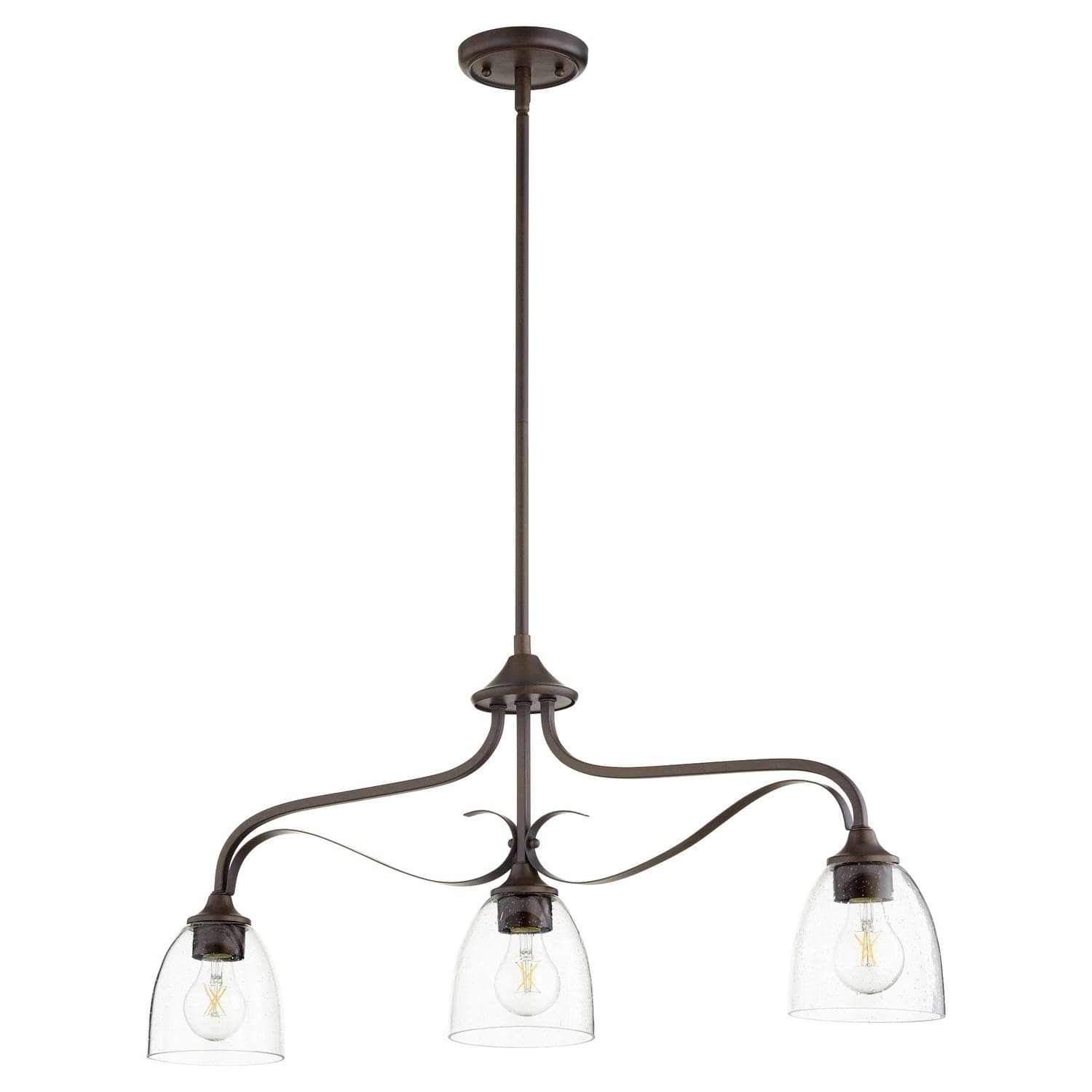 Quorum - 6627-3-286 - Three Light Island Pendant - Jardin - Oiled Bronze w/ Clear/Seeded