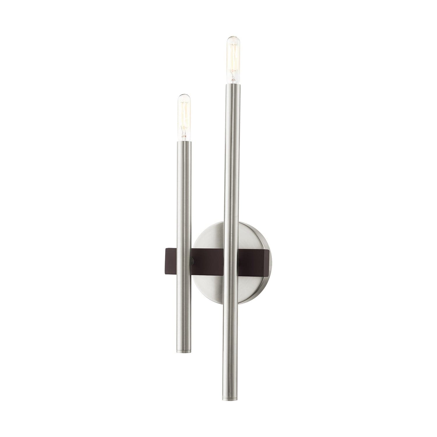 Livex Lighting - 15582-91 - Two Light Wall Sconce - Denmark - Brushed Nickel w/ Bronzes