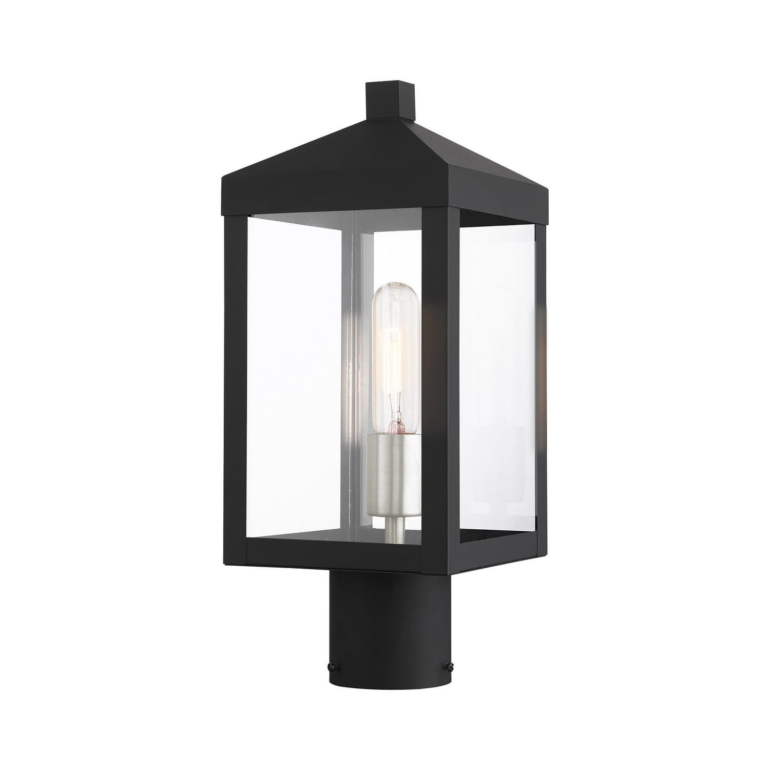 Livex Lighting - 20590-04 - One Light Outdoor Post Top Lantern - Nyack - Black w/ Brushed Nickel Cluster