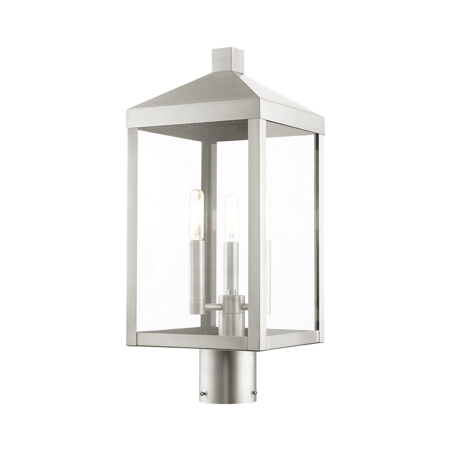 Livex Lighting - 20592-91 - Three Light Outdoor Post Top Lantern - Nyack - Brushed Nickel