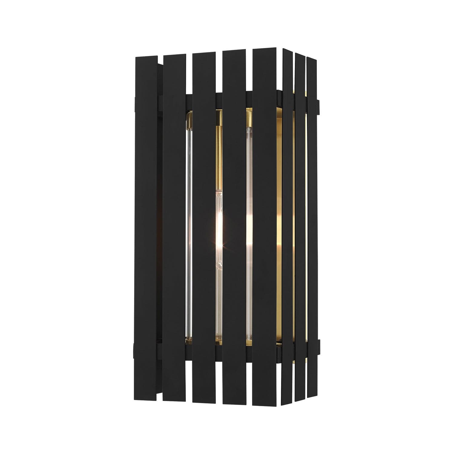 Livex Lighting - 20753-04 - One Light Outdoor Wall Lantern - Greenwich - Black w/ Satin Brasss