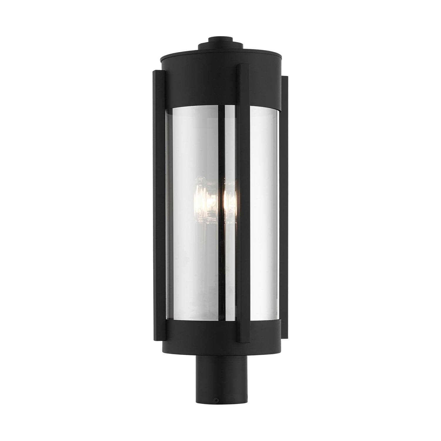 Livex Lighting - 22387-04 - Three Light Outdoor Post Top Lantern - Sheridan - Black w/ Brushed Nickels
