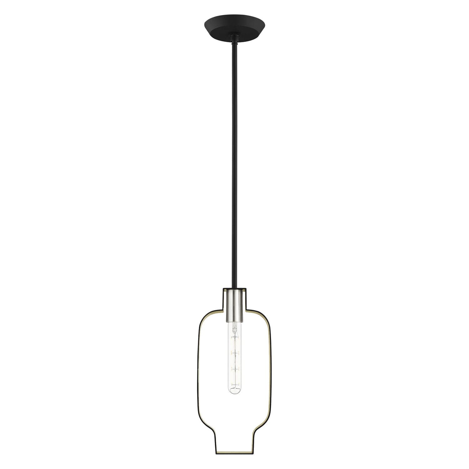 Livex Lighting - 45512-04 - One Light Pendant - Meadowbrook - Black w/ Brushed Nickels