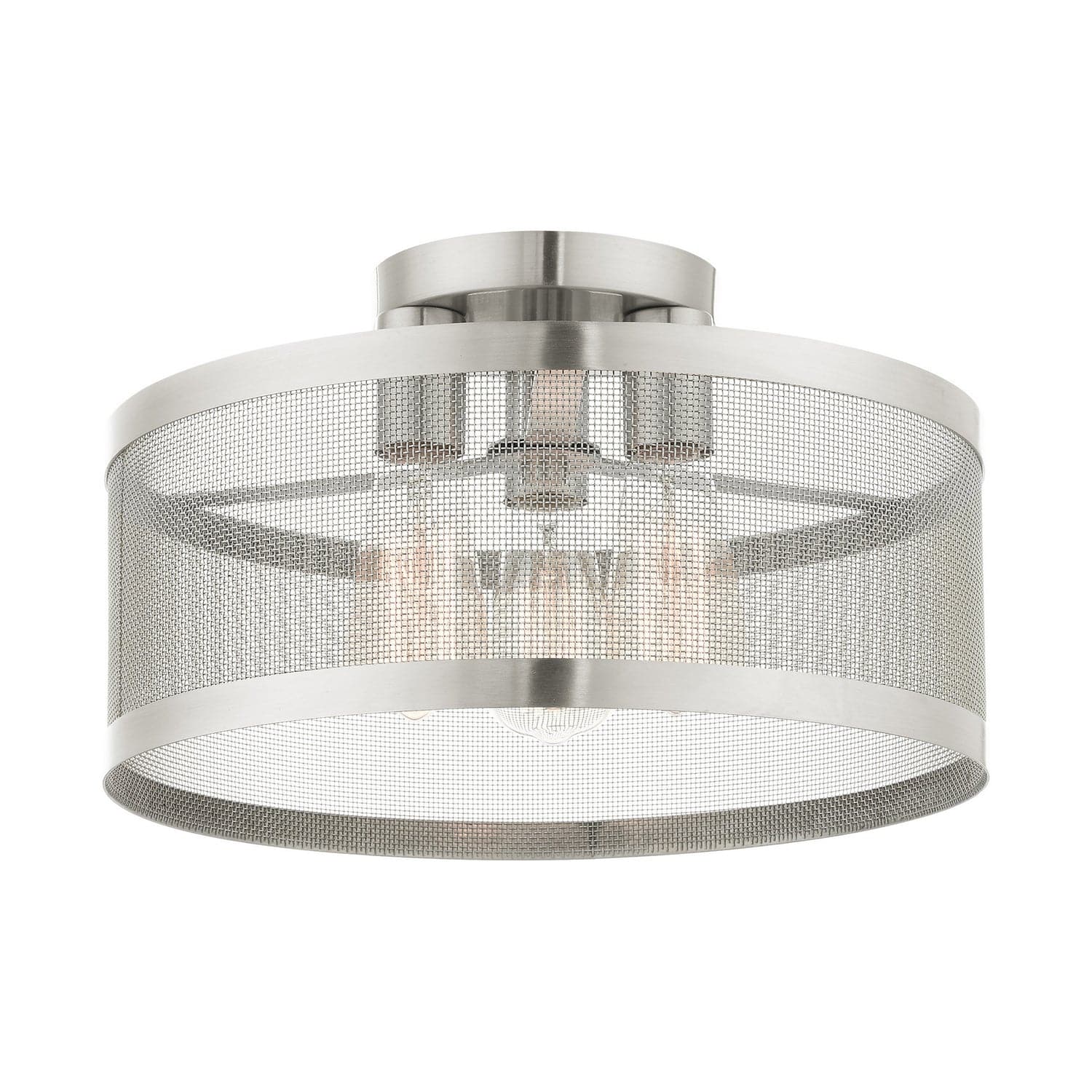 Livex Lighting - 46218-91 - Three Light Semi Flush Mount - Industro - Brushed Nickel