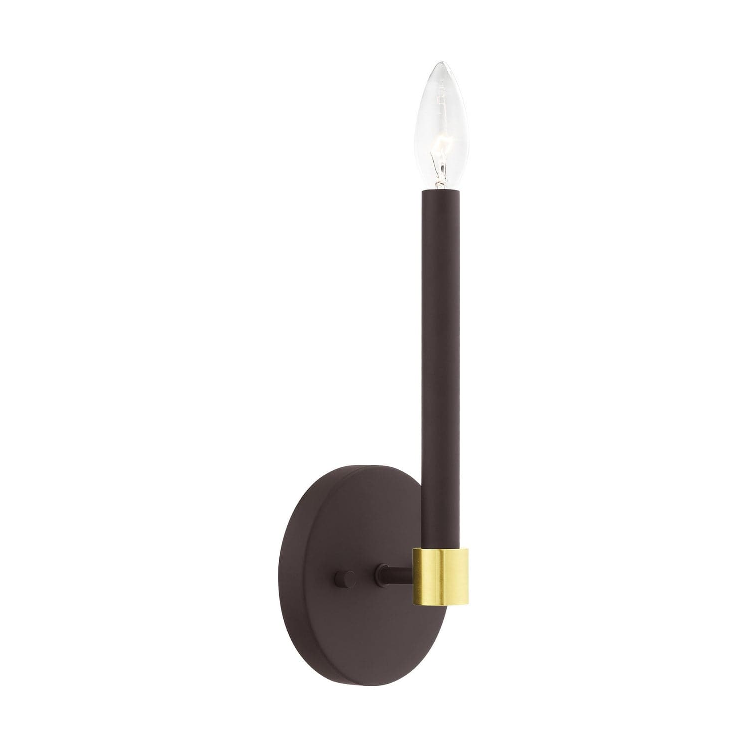 Livex Lighting - 46881-07 - One Light Wall Sconce - Karlstad - Bronze w/ Satin Brasss