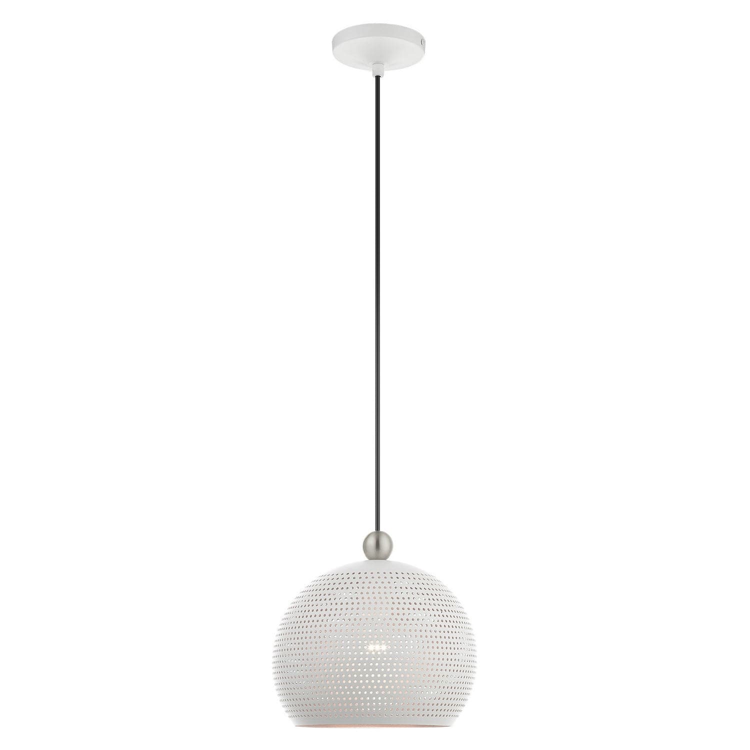 Livex Lighting - 49100-03 - One Light Pendant - Dublin - White w/ Brushed Nickels