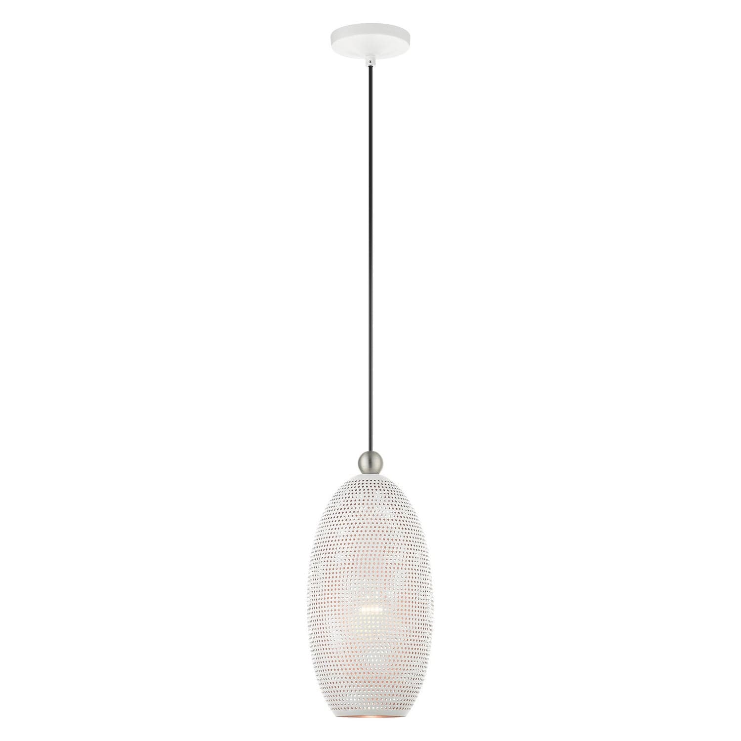 Livex Lighting - 49101-03 - One Light Pendant - Dublin - White w/ Brushed Nickels