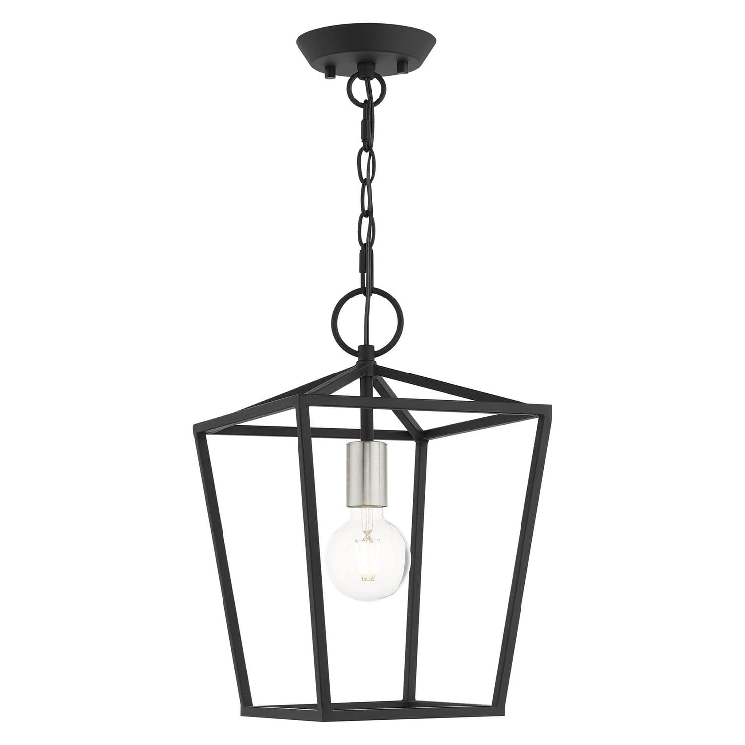 Livex Lighting - 49432-04 - One Light Convertible Semi Flush/Lantern - Devone - Black w/ Brushed Nickels