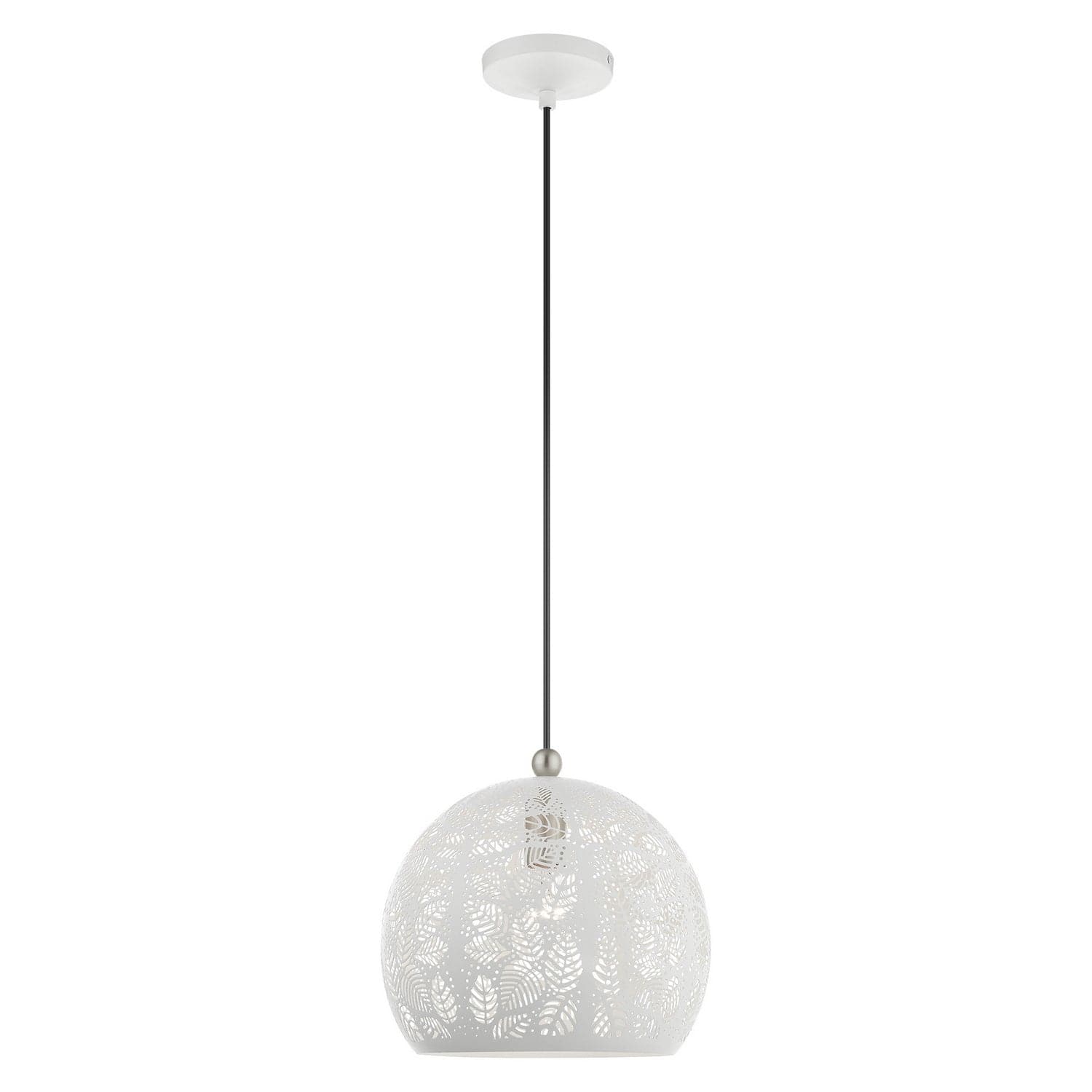 Livex Lighting - 49542-03 - One Light Pendant - Chantilly - White w/ Brushed Nickels