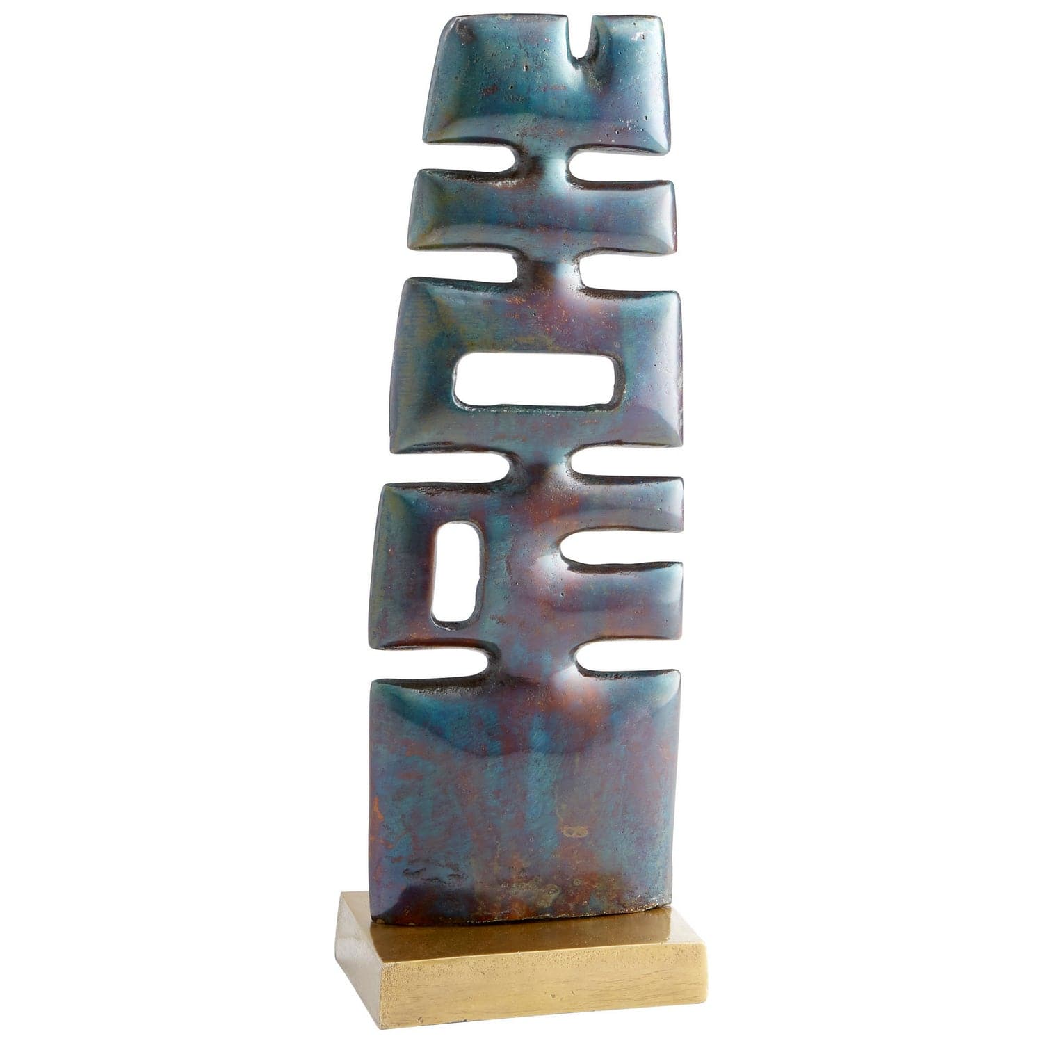 Cyan - 10087 - Sculpture - Cobalt Blue And Antique Brass