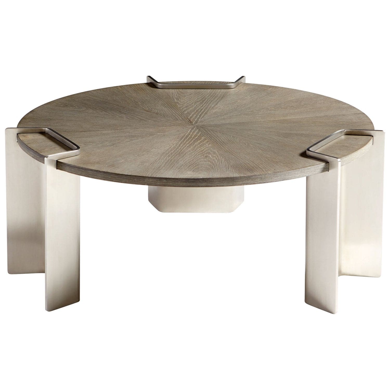 Cyan - 10226 - Coffee Table - Weathered Oak And Stainless Steel