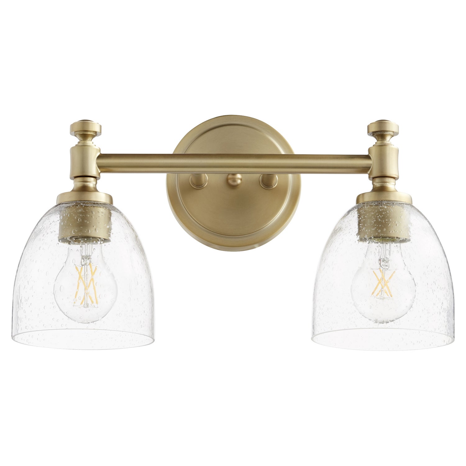 Quorum - 5122-2-280 - Two Light Vanity - Rossington - Aged Brass w/ Clear/Seeded