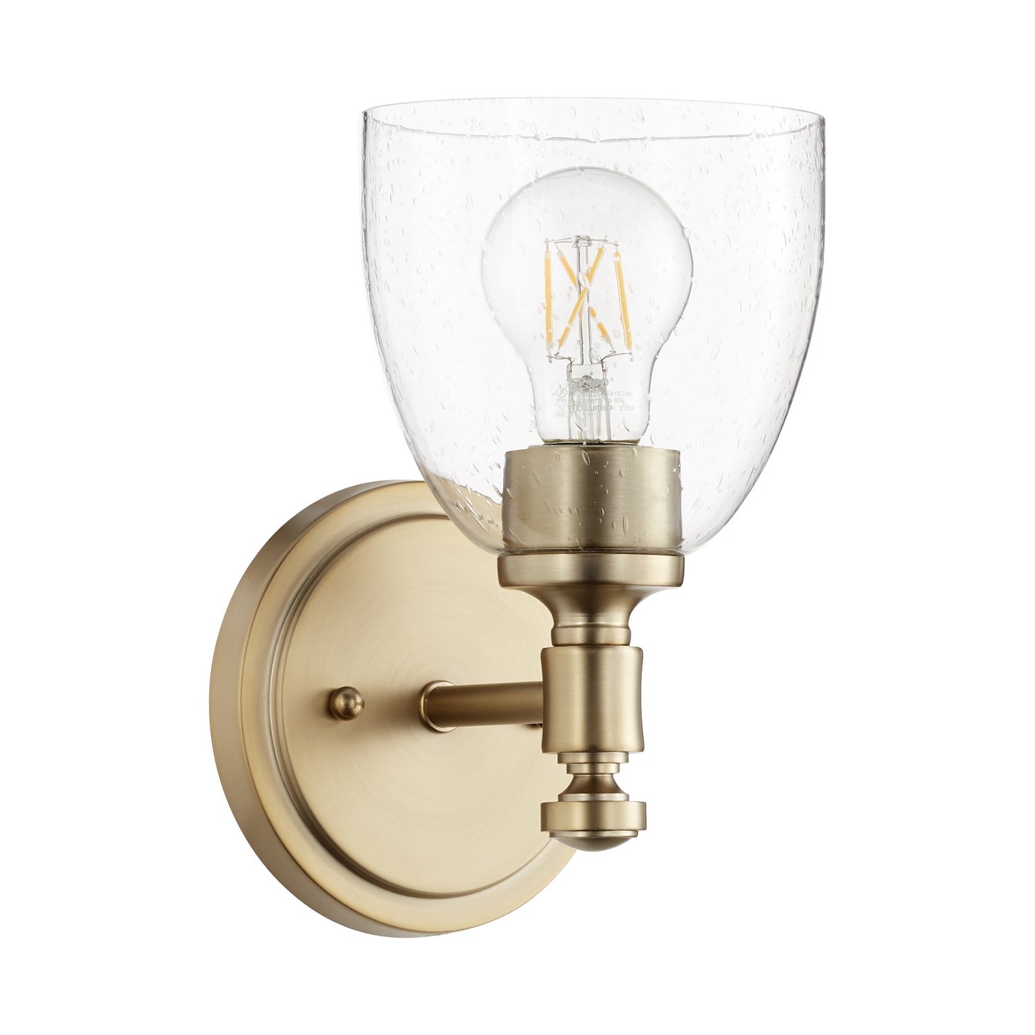 Quorum - 5422-1-280 - One Light Wall Mount - Rossington - Aged Brass w/ Clear/Seeded