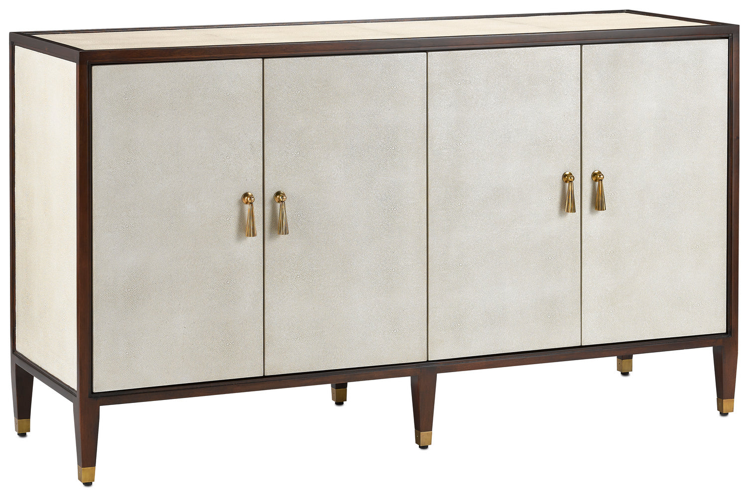 Credenza from the Evie collection in Ivory/Dark Walnut/Brass finish
