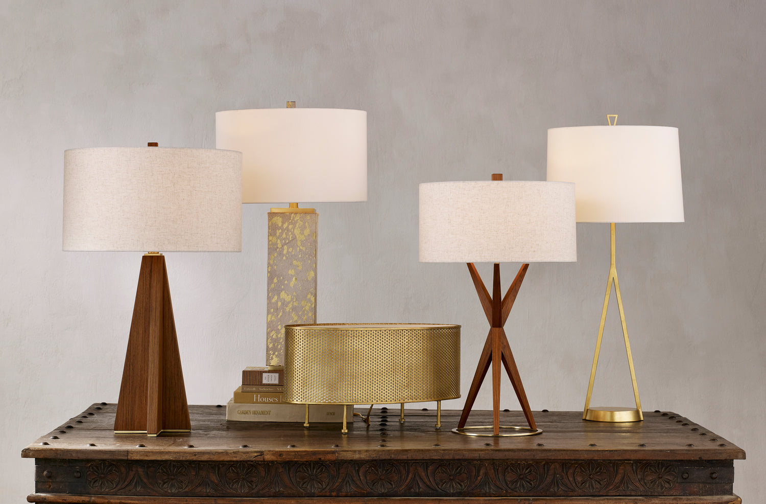 One Light Table Lamp from the Variation collection in Teak/Brushed Brass finish
