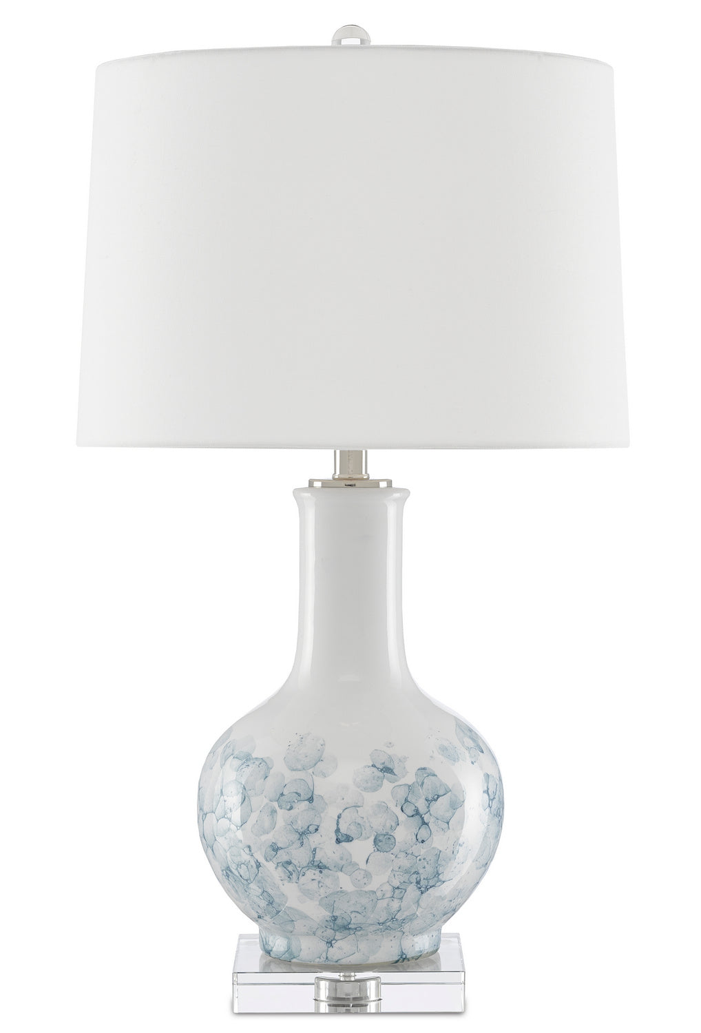One Light Table Lamp from the Myrtle collection in White/Blue/Clear/Polished Nickel finish