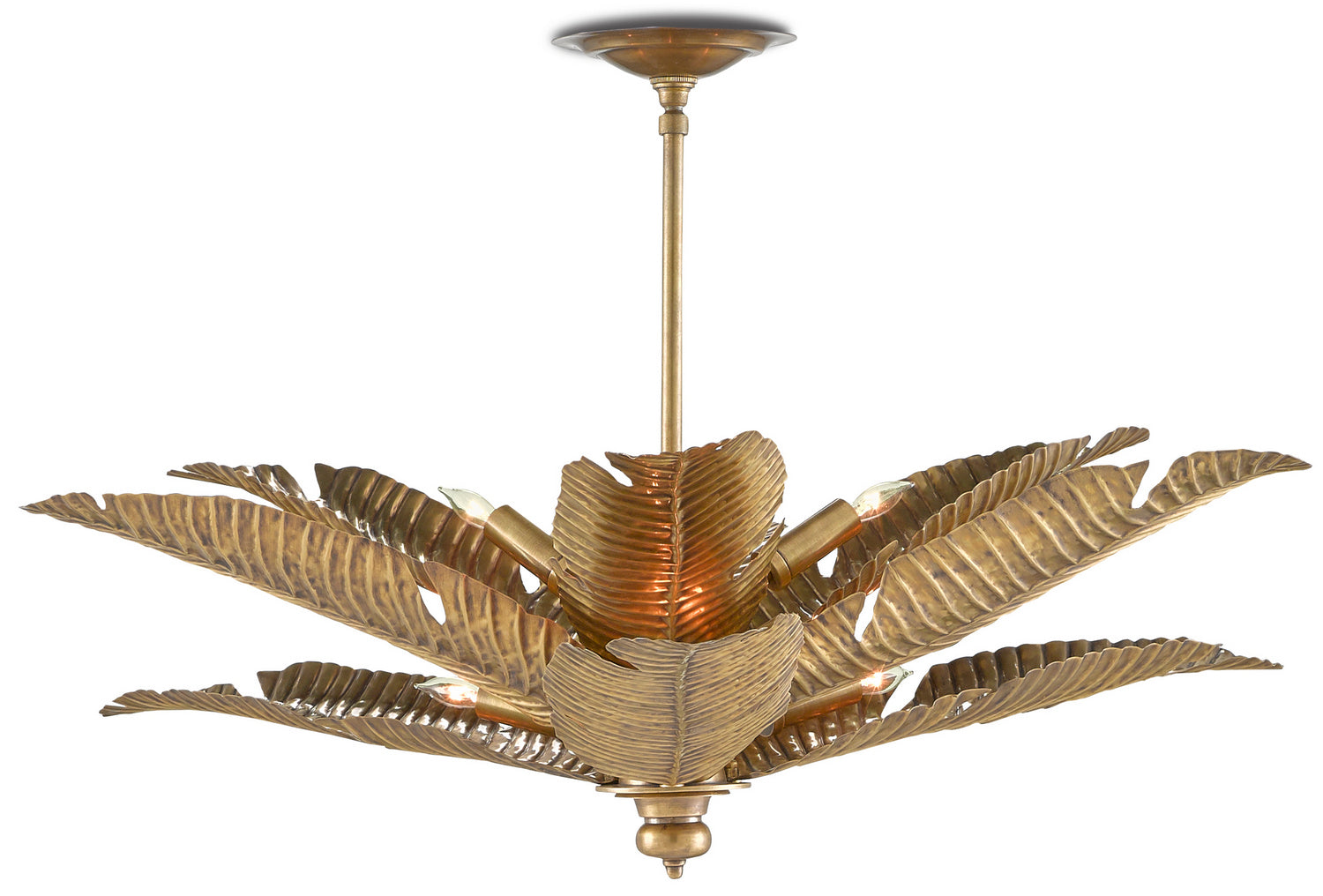 Six Light Semi-Flush Mount from the Tropical collection in Vintage Brass finish