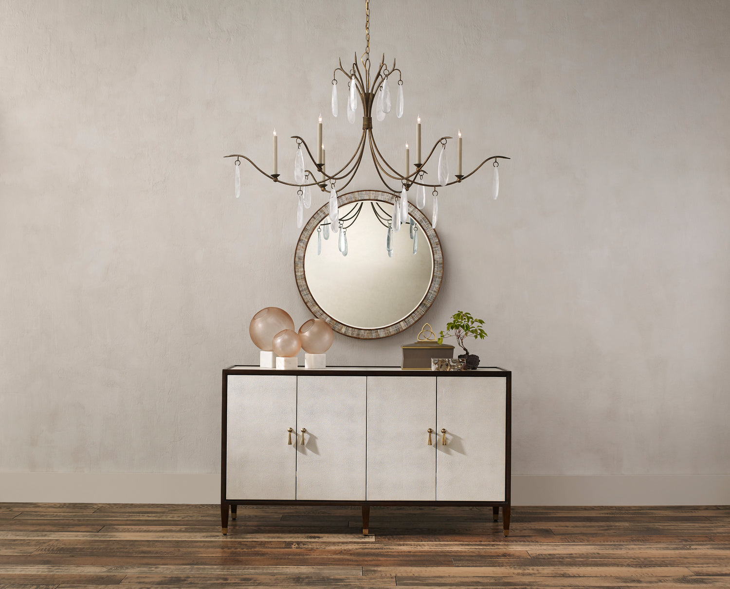 Six Light Chandelier from the Marshallia collection in Rustic Gold/Faux Rock Crystal finish