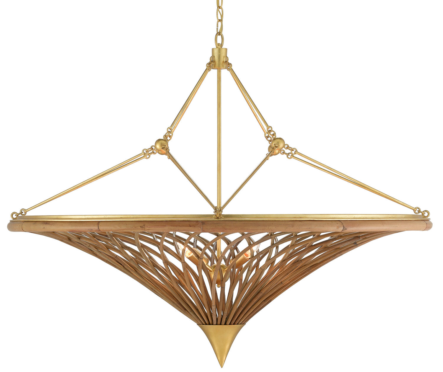 Four Light Chandelier from the Gaborone collection in Natural/Contemporary Gold Leaf finish