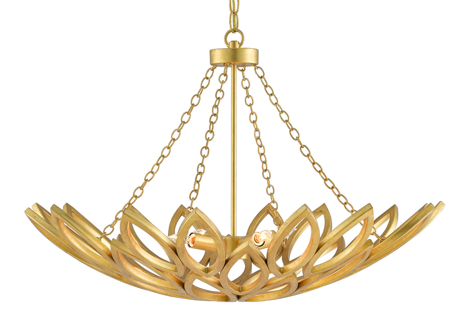 Four Light Chandelier from the Allemande collection in Contemporary Gold Leaf finish
