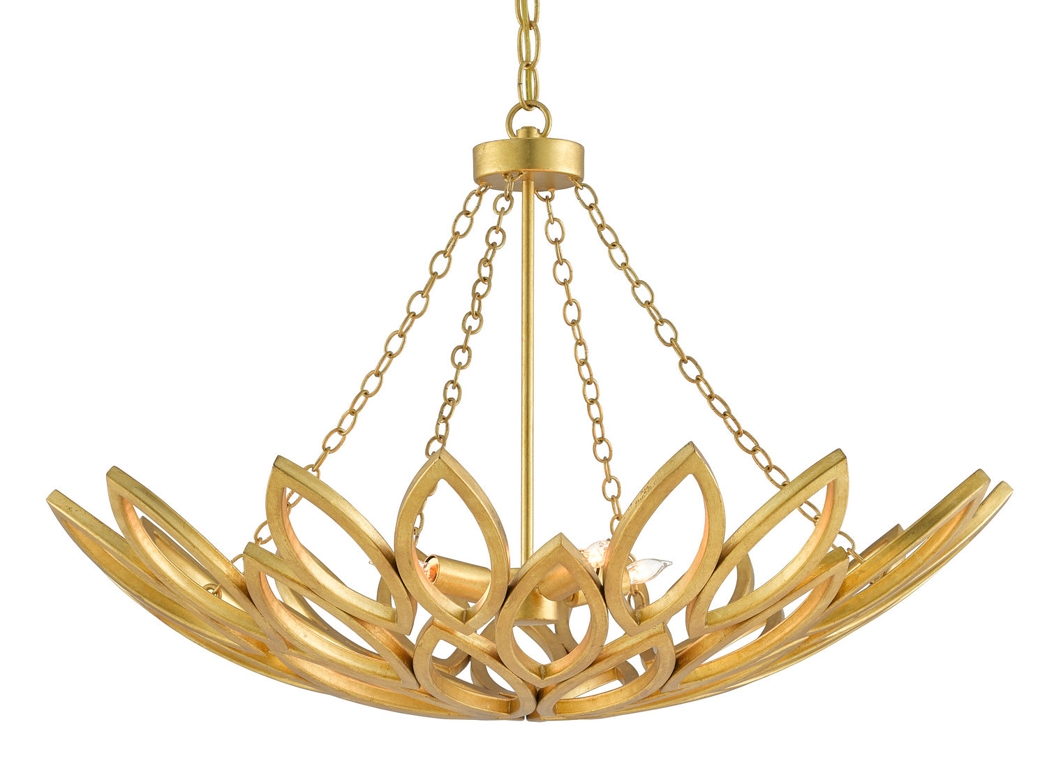 Four Light Chandelier from the Allemande collection in Contemporary Gold Leaf finish