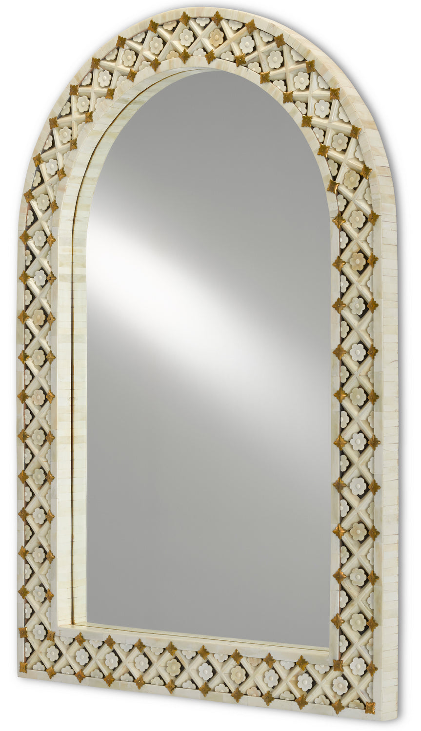 Mirror from the Ellaria collection in Natural Bone/Brass/Mirror finish