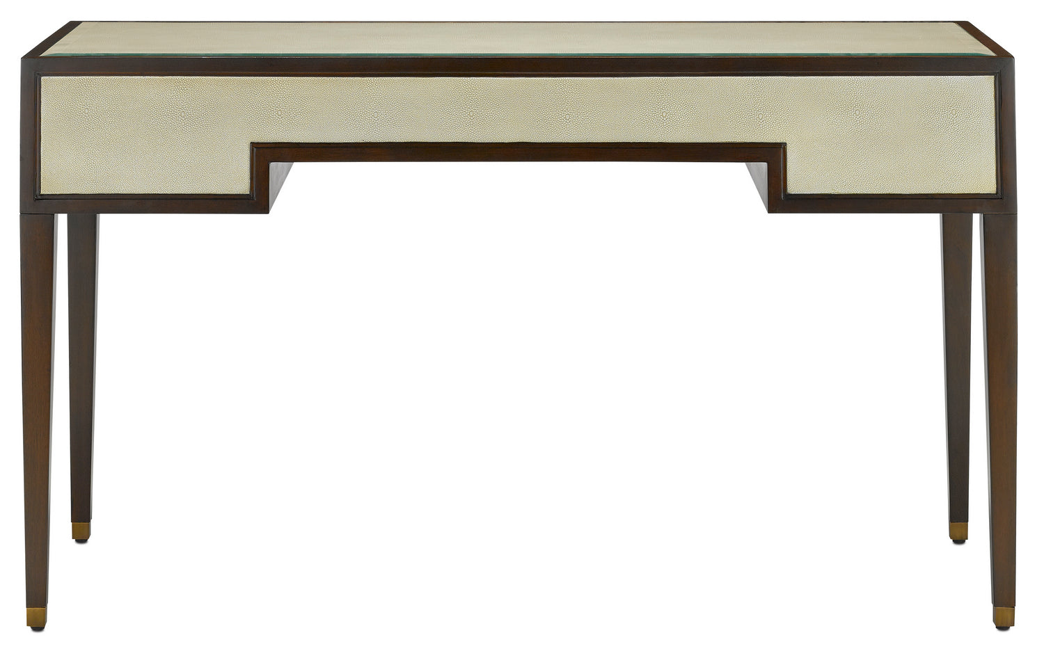 Desk from the Evie collection in Ivory/Dark Walnut/Brass/Clear finish