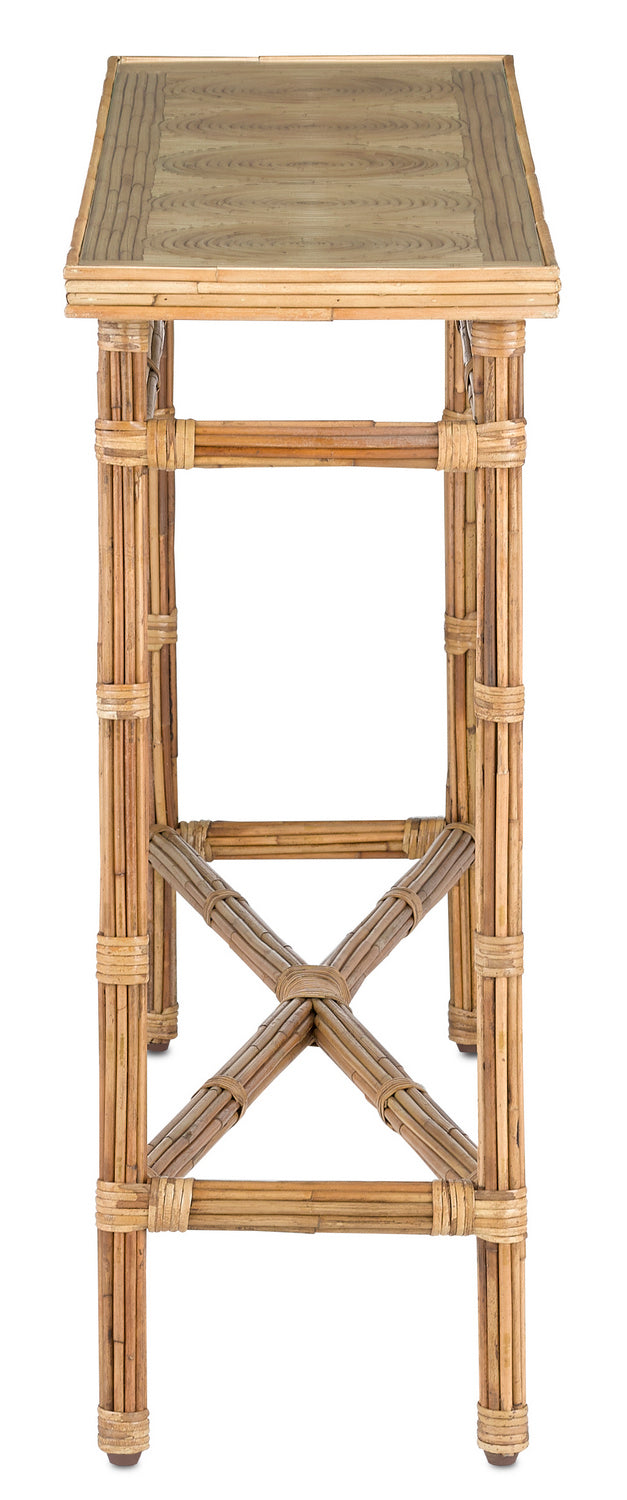 Console Table from the Silang collection in Natural Rattan/Clear finish